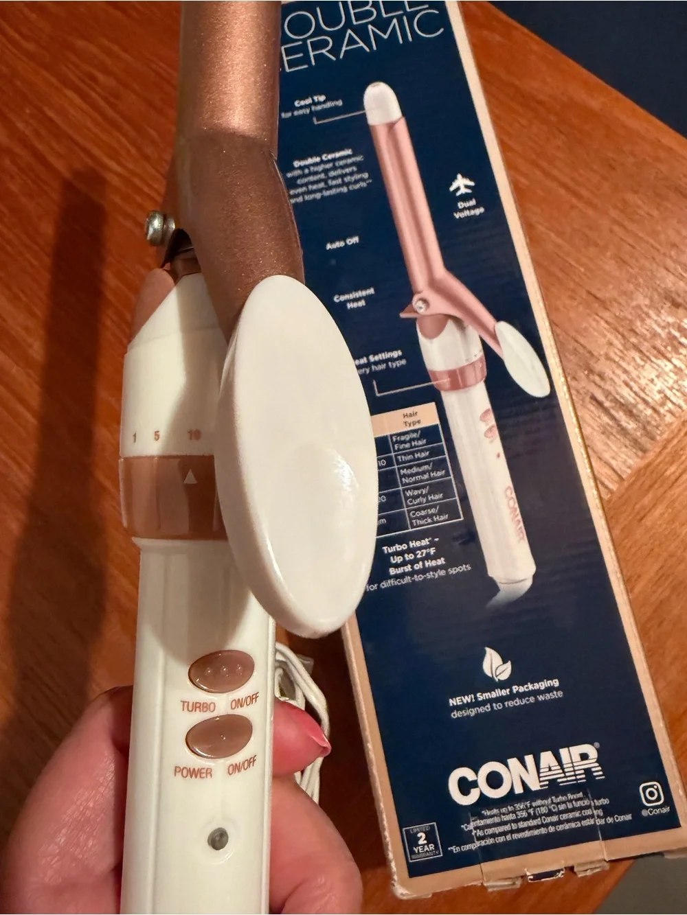 Hair Curling Iron Conair Dbl Ceramic 3/4” Instant Heat-up Auto Off Dual Voltage